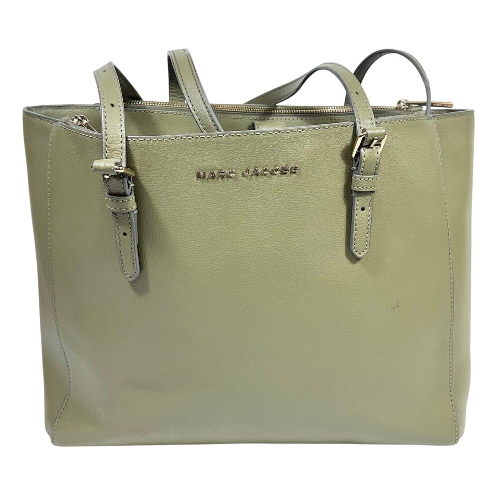 Marc Jacobs Leather Commuter Tote Bag Olive Green Shoulder Bag